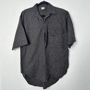 CODA Mens Black Abstract Print Short Sleeve‎ Button Up Casual Shirt Medium